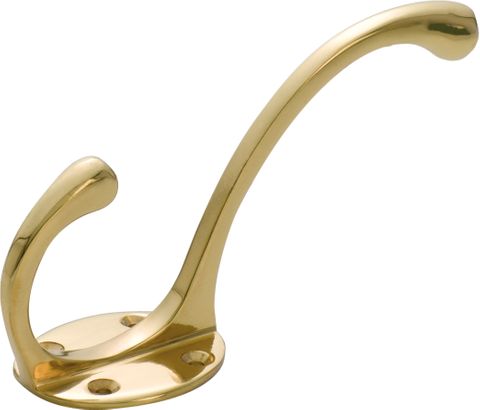 TRADCO HAT & COAT HOOK VICTORIAN LARGE POLISHED BRASS