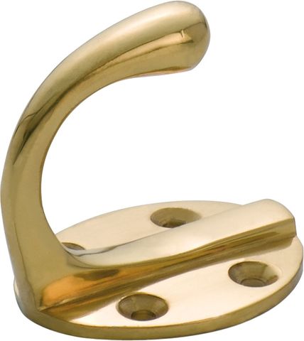 TRADCO ROBE HOOK SINGLE OVAL BP POLISHED BRASS H50XP42MM