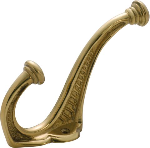 TRADCO HAT & COAT HOOK EDWARDIAN POLISHED BRASS H145XP95MM