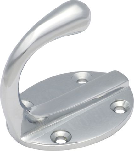 TRADCO ROBE HOOK SINGLE OVAL BP CHROME PLATED H50XP42MM
