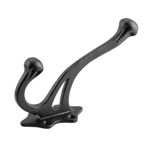 Tradco TRA3943 Hat & Coat Hook Victorian Iron Matt Black H145xp100mm