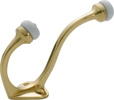 TRADCO HAT & COAT HOOK PORCELAIN TIP POLISHED BRASS