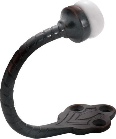 TRADCO ROBE HOOK PORCELAIN TIP ROPE ANTIQUE COPPER H60XP75MM