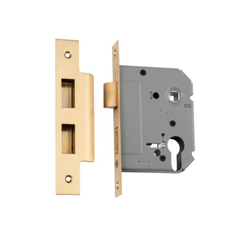 Tradco TRA4048 Mortice Lock Euro Satin Brass Ctc47.5mm Backset 57mm
