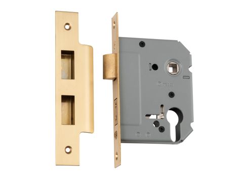 TRADCO MORTICE LOCK EURO SATIN BRASS CTC47.5MM BACKSET 57MM