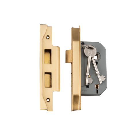 Tradco TRA4051 Mortice Lock 5 Lever Rebated Satin Brass Backset 46mm