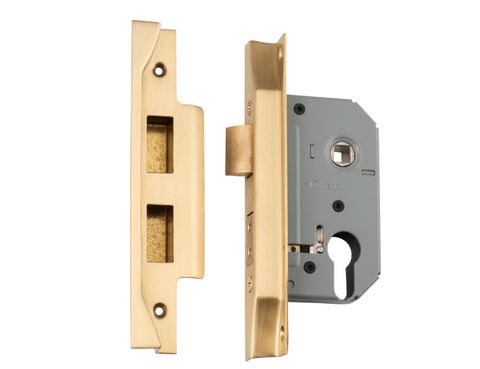 TRADCO MORTICE LOCK EURO REBATED SATIN BRASS BACKSET 46MM