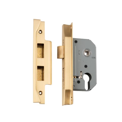 Tradco TRA4053 Mortice Lock Euro Rebated Satin Brass Backset 46mm
