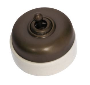 Tradco TRA5105 Switch Ivory Porcelain Base Antique Brass D60xp48mm