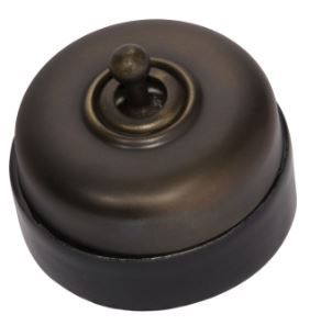 Tradco TRA5155 Switch Black Porcelain Base Antique Brass D60xp48mm