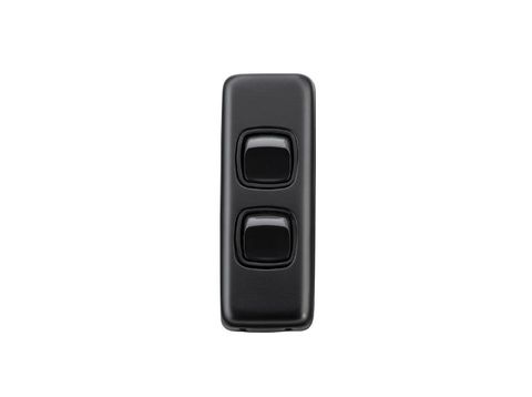 Tradco TRA5341 Switch Flat Plate Rocker 2 Gang Matt Black H82xw30mm