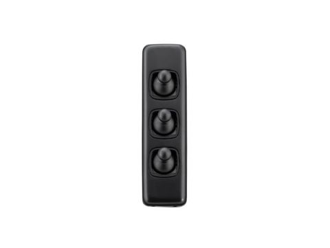 Tradco TRA5356 Switch Flat Plate Toggle 3 Gang Matt Black H108xw30mm