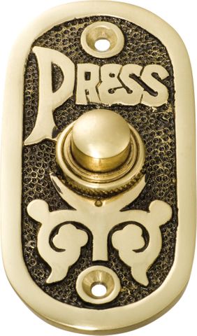 TRADCO BELL PRESS OVAL POLISHED BRASS H80XW40MM