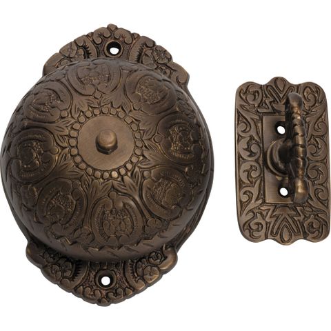 Tradco TRA5507 Turn Bell Ornate Antique Brass H125xw92mm