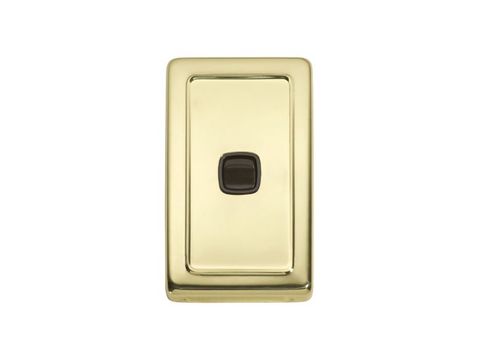 Tradco TRA5802 Switch Flat Plate Rocker 1 Gang Brown PB H115xw72mm