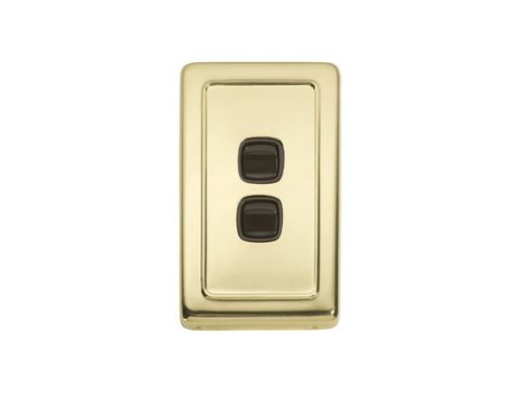 Tradco TRA5803 Switch Flat Plate Rocker 2 Gang Brown PB H115xw72mm