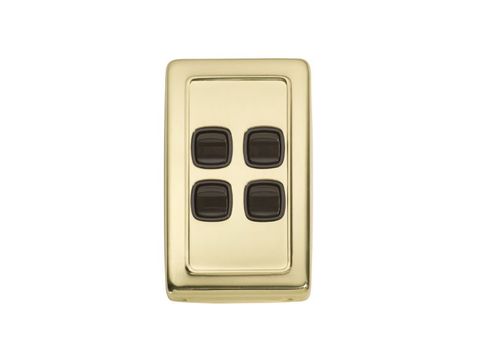Tradco TRA5805 Switch Flat Plate Rocker 4 Gang Brown PB H115xw72mm