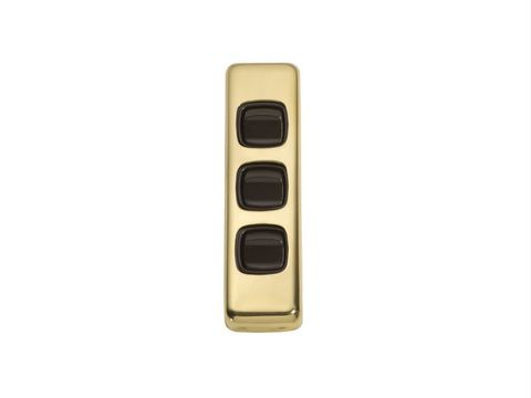 Tradco TRA5806 Switch Flat Plate Rocker 3 Gang Brown PB H108xw30mm