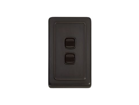 Tradco TRA5813 Switch Flat Plate Rocker 2 Gang Brown Ac H115xw72mm