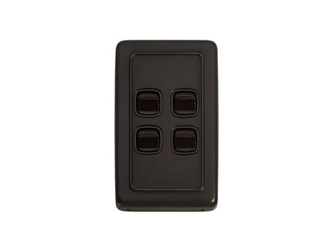 Tradco TRA5815 Switch Flat Plate Rocker 4 Gang Brown Ac H115xw72mm