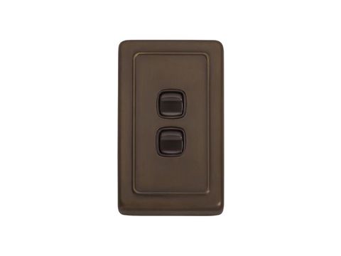 Tradco TRA5843 Switch Flat Plate Rocker 2 Gang Brown AB H115xw72mm