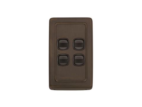Tradco TRA5845 Switch Flat Plate Rocker 4 Gang Brown AB H115xw72mm