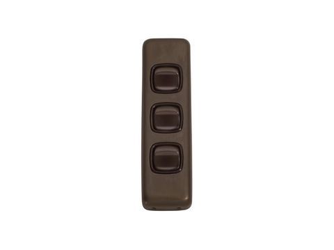 Tradco TRA5846 Switch Flat Plate Rocker 3 Gang Brown AB H108xw30mm