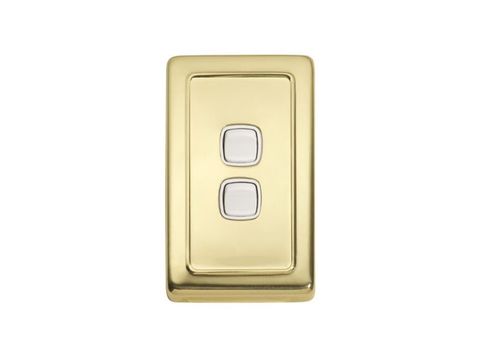 Tradco TRA5853 Switch Flat Plate Rocker 2 Gang White PB H115xw72mm