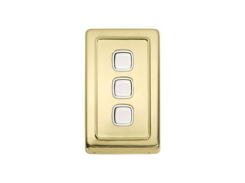 Tradco TRA5854 Switch Flat Plate Rocker 3 Gang White PB H115xw72mm