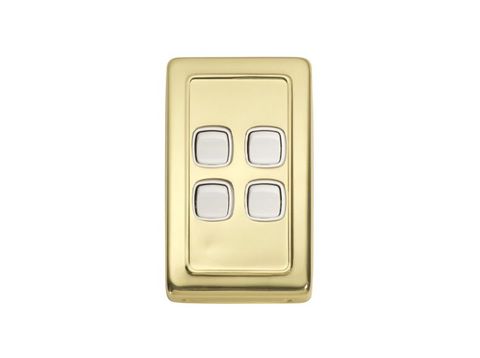 Tradco TRA5855 Switch Flat Plate Rocker 4 Gang White PB H115xw72mm