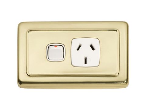 Tradco TRA5858 Socket Flat Plate Rocker Single White PB H72xw115mm