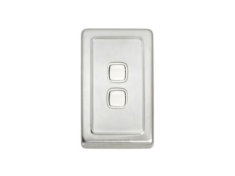 Tradco Switch Flat Plate Rocker 2 Gang