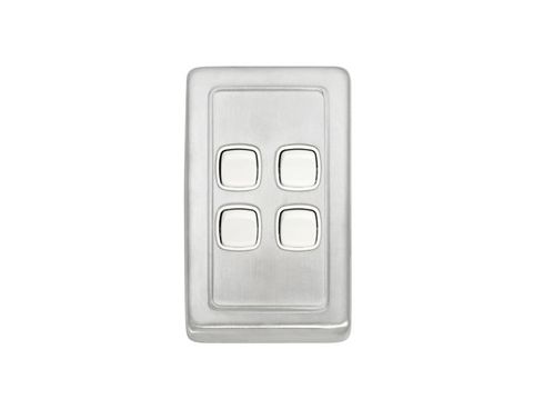 Tradco Switch Flat Plate Rocker 4 Gang