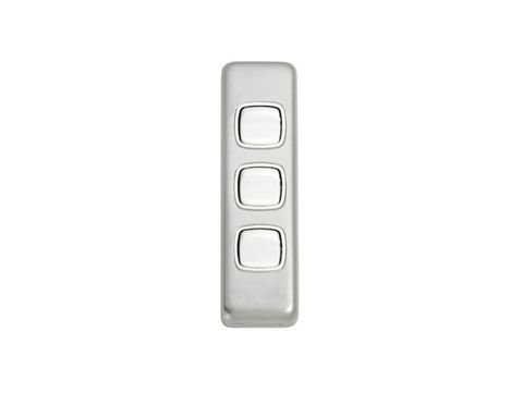 Tradco TRA5876 Switch Flat Plate Rocker 3 Gang White SC H108xw30mm