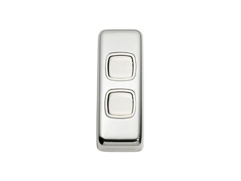 Tradco TRA5881 Switch Flat Plate Rocker 2 Gang White CP H82xw30mm