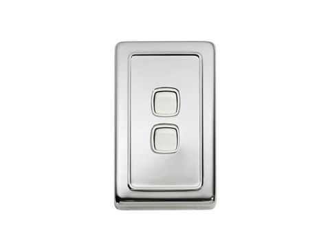 Tradco TRA5883 Switch Flat Plate Rocker 2 Gang White CP H115xw72mm