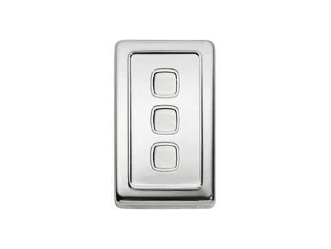 Tradco TRA5884 Switch Flat Plate Rocker 3 Gang White CP H115xw72mm