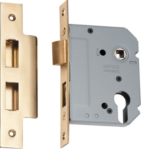 Tradco TRA2145 Mortice Lock Euro Polished Brass Backset 57mm