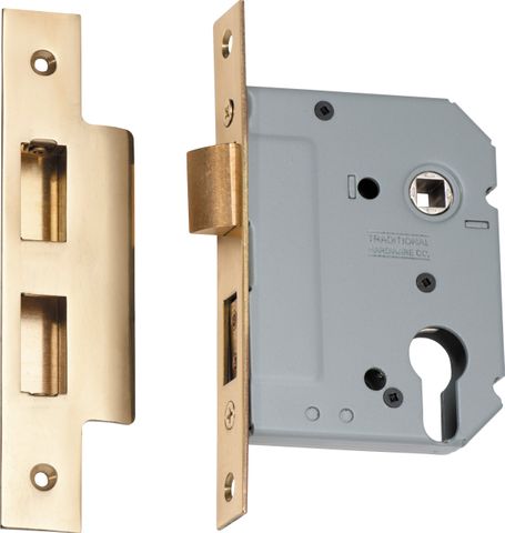 TRADCO MORTICE LOCK EURO POLISHED BRASS  BACKSET 57MM