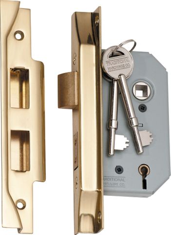 Tradco TRA2146 Mortice Lock 5 Lever Rebated PB Ctc57mm Backset 46mm