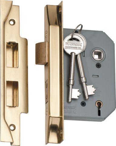 TRADCO MORTICE LOCK 5 LEVER REBATED PB CTC57MM BACKSET 57MM