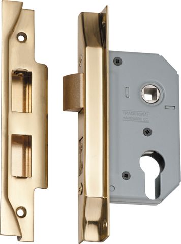 TRADCO MORTICE LOCK EURO REBATED PB CTC47.5MM BACKSET 46MM