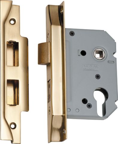 Tradco TRA2149 Mortice Lock Euro Rebated PB Ctc47.5mm Backset 57mm