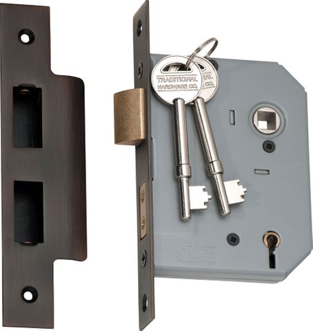 Tradco TRA2151 Mortice Lock 5 Lever Antique Brass Backset 57mm