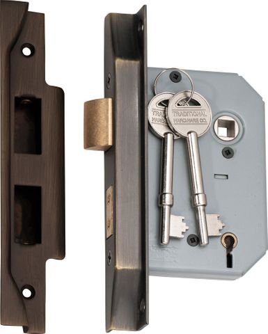Tradco TRA2155 Mortice Lock 5 Lever Rebated AB Ctc57mm Backset 57mm