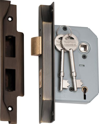 TRADCO MORTICE LOCK 5 LEVER REBATED AB CTC57MM BACKSET 57MM
