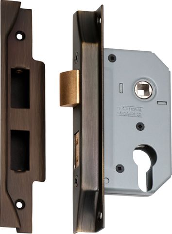 TRADCO MORTICE LOCK EURO REBATED AB CTC47.5MM BACKSET 46MM