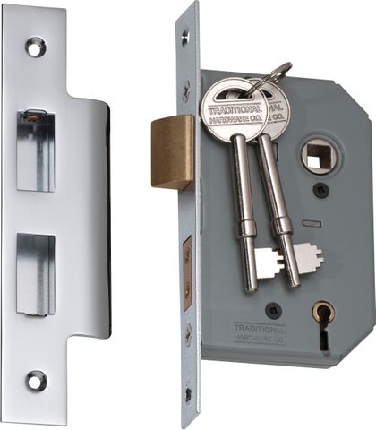 TRADCO MORTICE LOCK 5 LEVER CHROME PLATED BACKSET 46MM