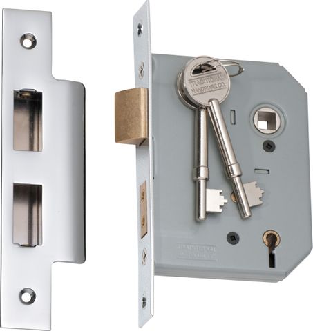 TRADCO MORTICE LOCK 5 LEVER CHROME PLATEDBACKSET 57MM