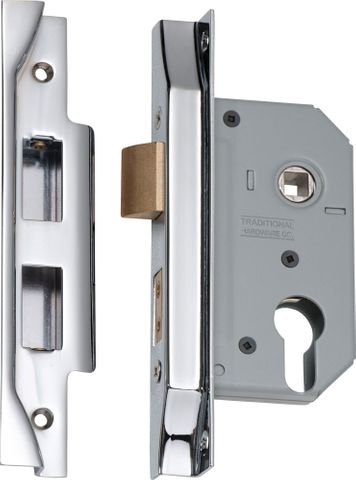Tradco TRA2172 Mortice Lock Euro Rebated CP Ctc47.5mm Backset 46mm